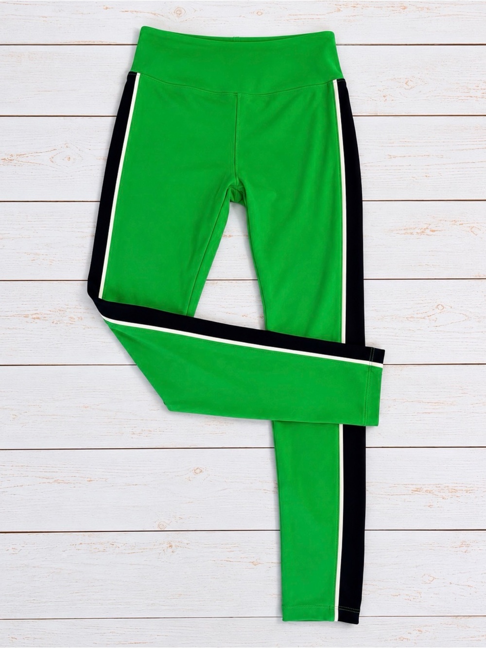Lou & Grey Vibrant Green Leggings Size S High Rise Side Stripe Athleisure